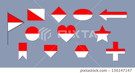 Indonesia flags icons of a variety of geometric shapes. 130147147