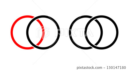 Intertwined Circles in Red and Black. 130147180