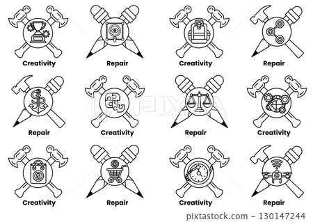 The image is a set of 12 different symbols, each with a different meaning 130147244