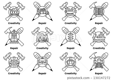 The image is a set of 12 different symbols, each with a different meaning 130147272