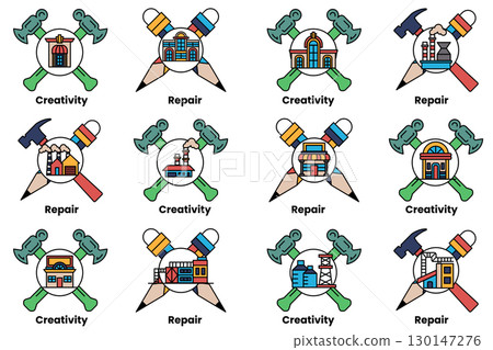 A set of 12 different symbols A set of 12 different symbols 130147276