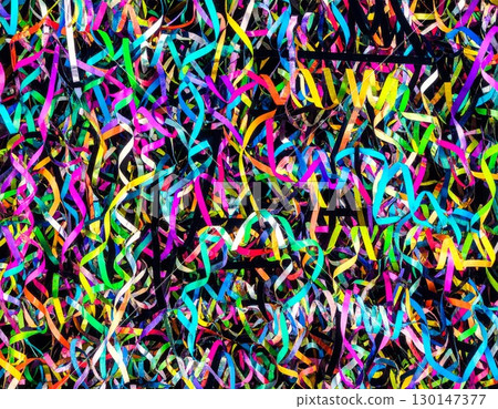 Dynamic Abstract Background with Colorful Swirls and Scribbles on Dark Backdrop 130147377