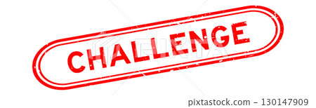 Grunge red challenge word rubber seal stamp on white background 130147909