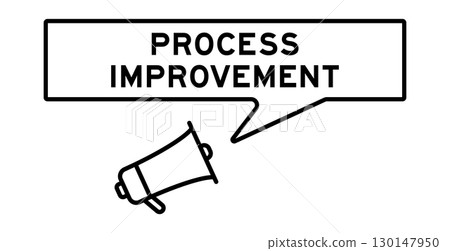Megaphone icon with speech bubble in word process improvement on white background 130147950