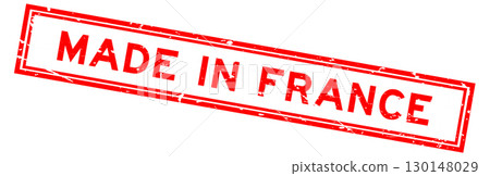 Grunge red made in word made in france square rubber seal stamp on white background 130148029