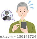 一位老年人的智慧型手機感染病毒的插圖未經授權的登錄 130148724