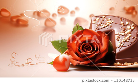 red roses in chocolate with whipped cream 130148733