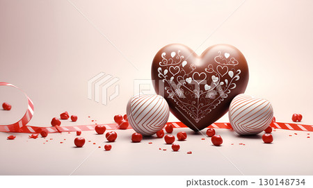red hearts falling on a pink background 130148734