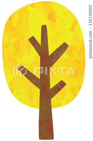 Illustration of a tree with yellow leaves. Autumn image. Vector material. 130148802