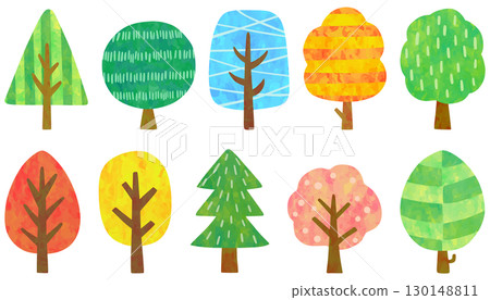 斯堪的納維亞風格樹插圖集向量素材 130148811