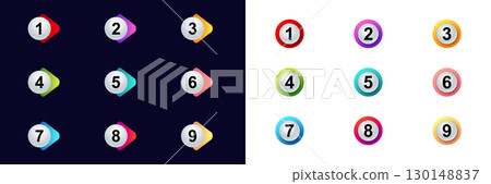 Numbered bullet icons for lists and presentations: colorful ui design elements for easy use 130148837