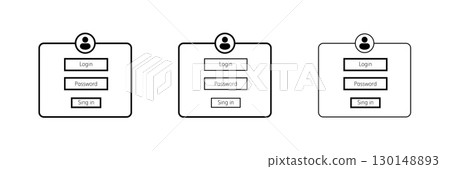 Three identical account login interfaces displaying user and password input sections 130148893
