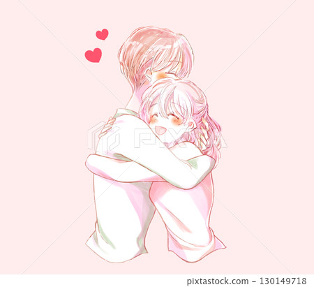 微笑的男人和女人互相擁抱 微笑的男人和女人互相擁抱 130149718