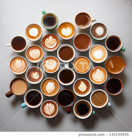 A Vibrant Display of Coffee Brews 130149956
