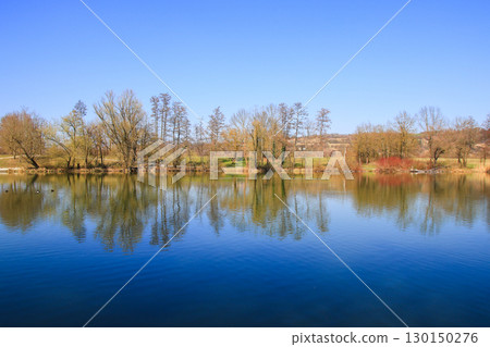 Spring Landscape at the Lake with Reflections 130150276