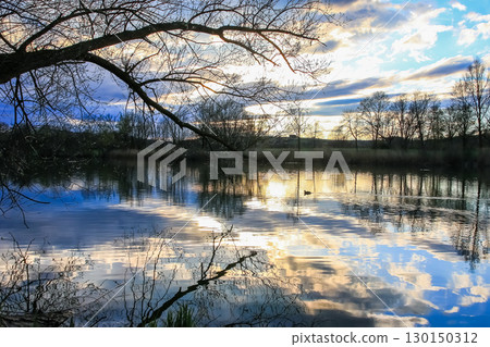 Spring Landscape at the Lake with Reflections Spring Landscape at the Lake with Reflections 130150312
