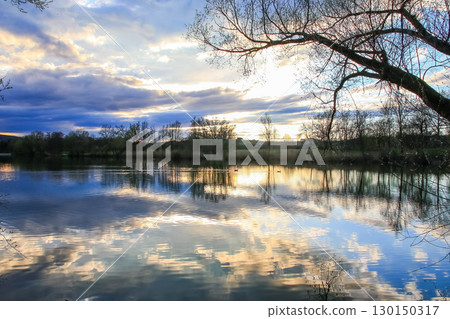 Spring Landscape at the Lake with Reflections Spring Landscape at the Lake with Reflections 130150317