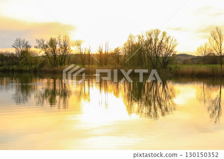 Spring Landscape at the Lake with Reflections 130150352