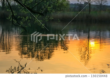 Spring Landscape at the Lake with Reflections 130150448