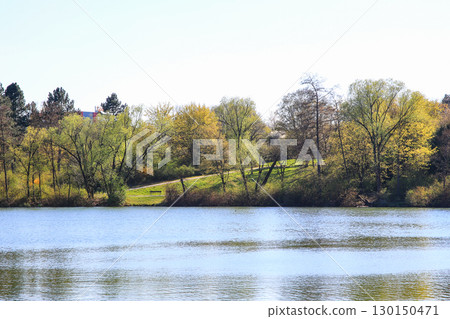Spring Landscape at the Lake with Reflections 130150471