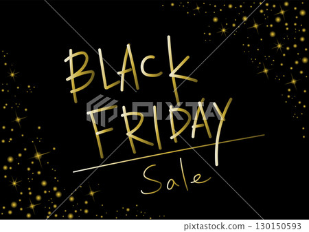 黑色星期五廣告插圖，帶有閃閃發光的背景和手寫字體 130150593