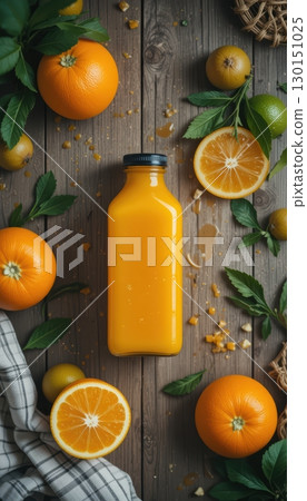 Natural orange juice surrounded by fresh oranges 130151025