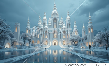 A magical ice palace on a frozen lake 130151104