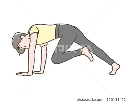 身穿瑜珈服進行肌肉訓練的女性的插圖 130151452