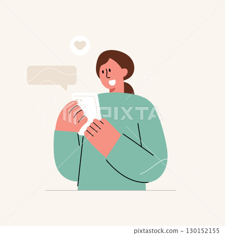 Flat vector illustration of a character chatting with text messages. online chat communication concept. 130152155