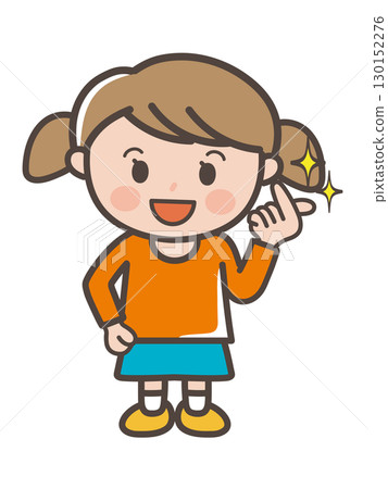Full-body illustration of a girl posing in a cute pose Full-body illustration of a girl posing in a cute pose 130152276