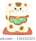 Watercolor Maneki-neko cat with raised right paw (no drawing paper) 130152321