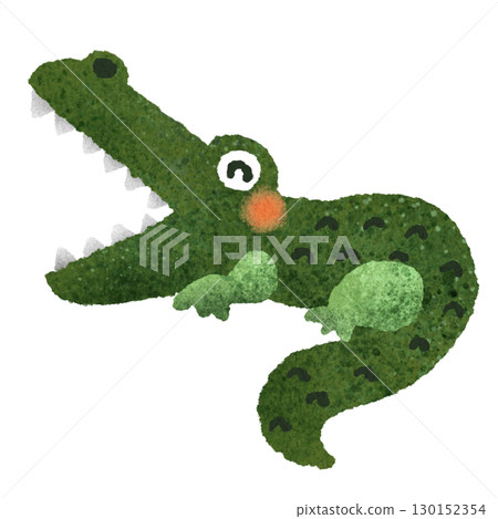 可愛的鱷魚手繪插畫素材 130152354