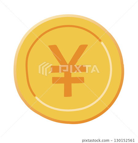 Simple illustration of gold coin icon and yen mark 130152561