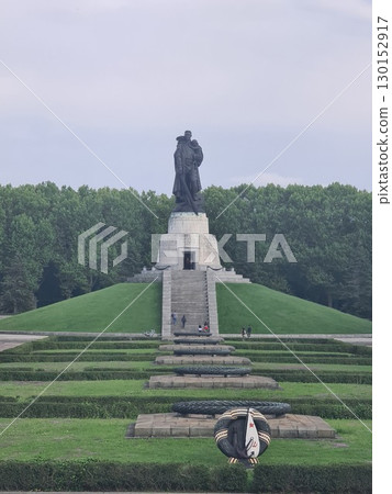 Berlin, Germany - August 1, 2025: The Soviet War Memorial, a war memorial and military cemetery in Berlin's Treptower Park. It was built to the design of the Soviet architect Yakov Belopolsky 130152917
