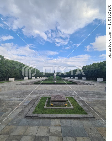 Berlin, Germany - August 1, 2025: The Soviet War Memorial, a war memorial and military cemetery in Berlin's Treptower Park. It was built to the design of the Soviet architect Yakov Belopolsky 130152920