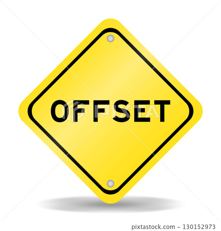 Yellow color transportation sign with word offset on white background Yellow color transportation sign with word offset on white background 130152973