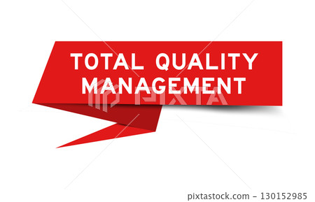 Red color speech banner with word total quality management on white background 130152985