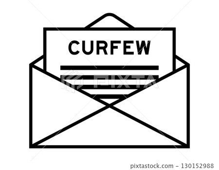 Envelope and letter sign with word curfew as the headline 130152988