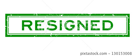 Grunge green resigned word square rubber seal stamp on white background 130153008
