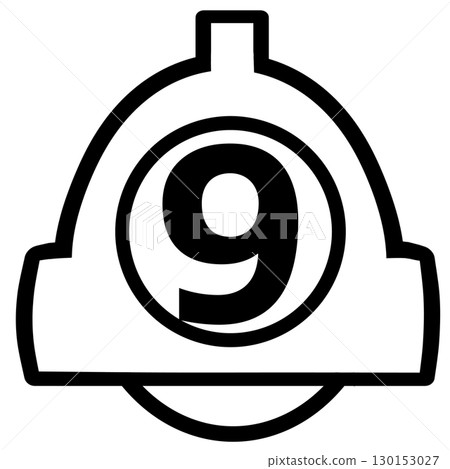 Notification bell with number 9, white transparent PNG icon illustration 130153027