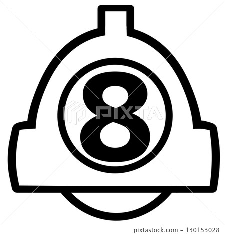 Notification bell with number 8, white transparent PNG icon illustration 130153028