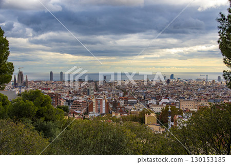 Gaudi's architecture and scenery in Barcelona, Spain 130153185