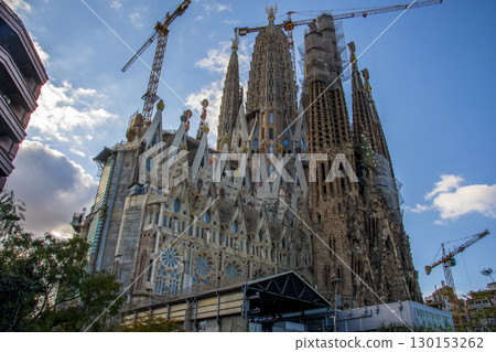 Barcelona landscape with Gaudi architecture 130153262