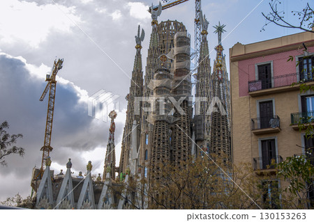 Barcelona landscape with Gaudi architecture Barcelona landscape with Gaudi architecture 130153263
