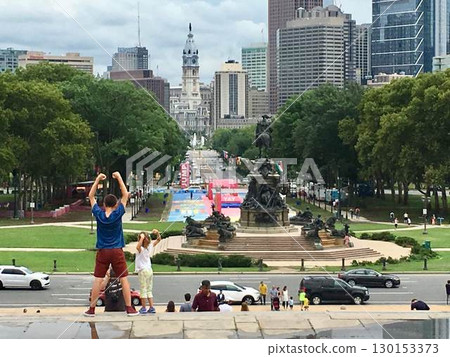 Philadelphia cityscape expresses joy 130153373
