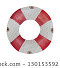Hand painted watercolor lifebuoy on white background. Perfect for cards, wallpaper and fabric printing. 130153592