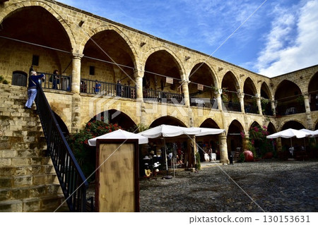 Arched courtyard, historical cloister of Buyuk Khan 130153631