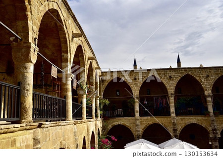 Arched courtyard, historical cloister of Buyuk Khan 130153634