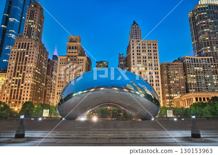 Chicago Bean and Blue Hour 130153963