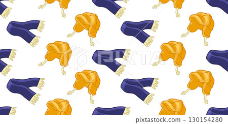 Seamless Cartoon Scarf Hat Pattern 130154280